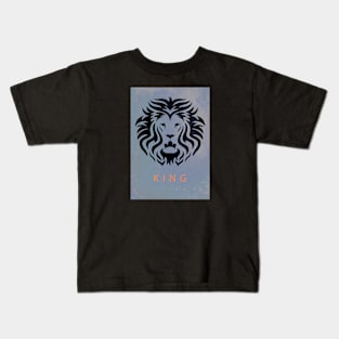 'KING' Lion Head - Black 'n' Blue Kids T-Shirt